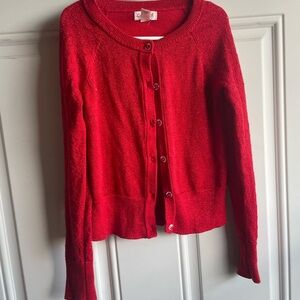 Cat & Jack red sweater -crystal buttons - glittery